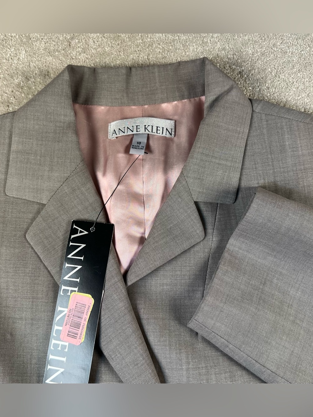 Anne Klein Blazer 100% Wool Gray NWT One Button Front Women's 10